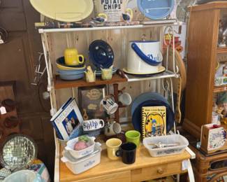 vintage tins, bowls, mugs, corning