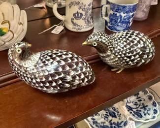 folk art quail figurines