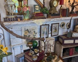 clock, hand painted vase, art