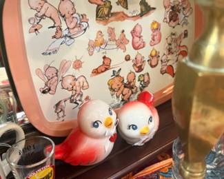 Vintage tray, sweet Spritz Valentine's Day ceramic love birds