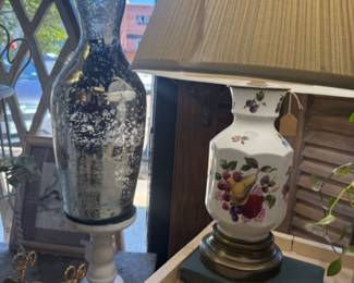 vintage fruit ceramic lamp, glass vase