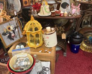 decorative bird cage, figurines, collectibles