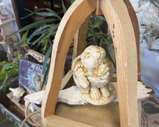 beautiful bunny and wooden decorative piece