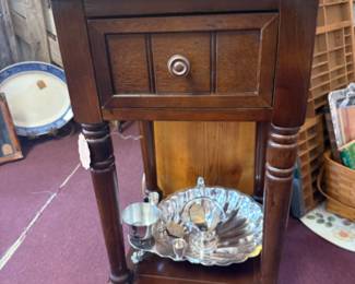 dark wood end table or nightstand