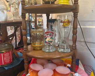 vintage glasses and FireKing vintage ombre milk glass coffee mugs