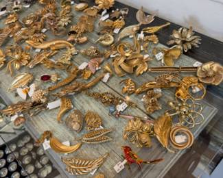 vintage gold tone brooches