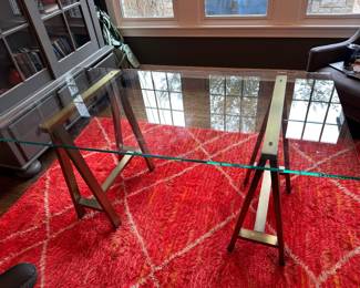 West Elm glass desk 56"W x 28"D x 30"H - $150