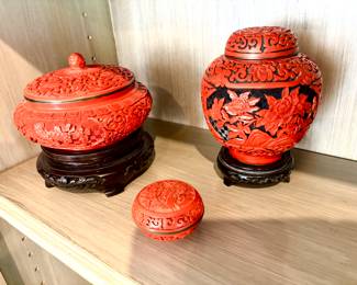 Vintage carved cinnabar