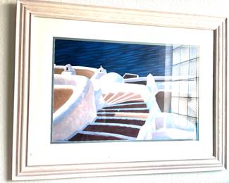 Large framed print of Santorini, Greece