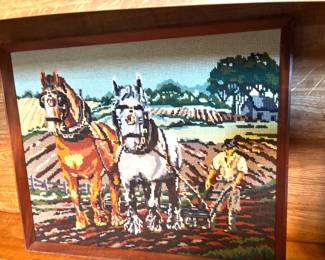 Framed vintage needlepoint 