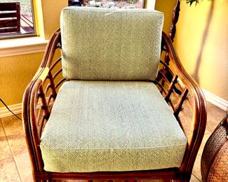 Pair matching bamboo lounge chairs