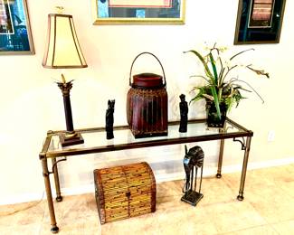 MCM brass console table