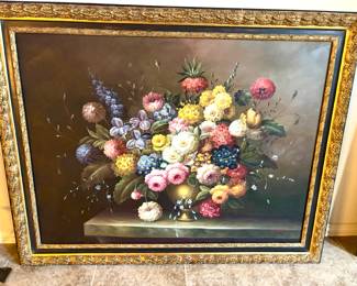 Gorgeous large floral still life oil