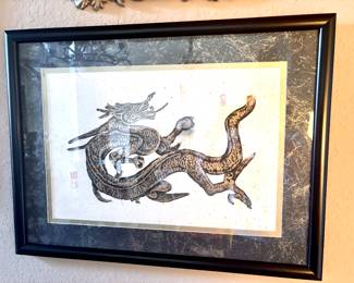 Vintage signed Asian dragon