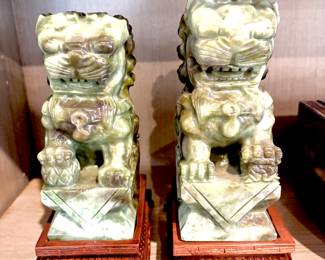 Rare vintage jade bookends