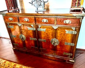 1980's Korean burl wood sideboard