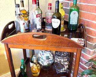 Vintage Bombay drop leaf bar cart 