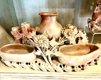 Collection of vintage carved Chinese soapstone