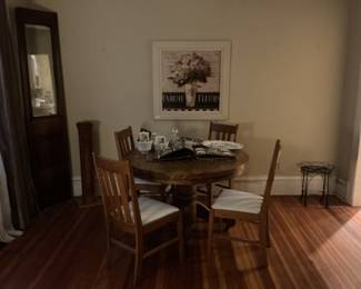 Oak table and chairs - vintage photo album / photos