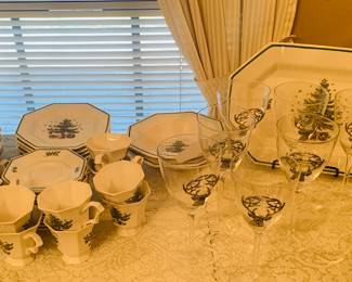 large set of Niko "Christmastime" and a set of Reindeer crystal stemware