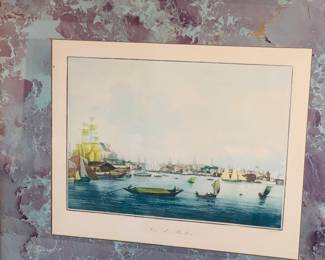 19th century aquatint Vue de Boston  French artist Ambroise Garneray 
