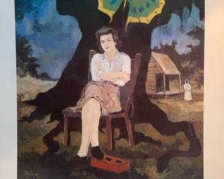George Rodrigue poster celebrating Shirley Anne Grau, a southern writer. Poster is signed by Rodrigue and Grau 