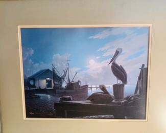 "Pelican's Wharf" signed Windberg print
