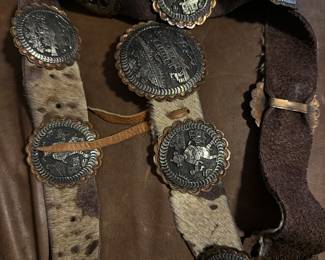 Navajo Storyteller Silver & Copper Concho Belt