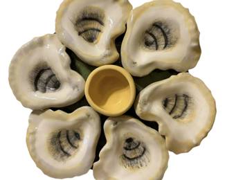 Beautiful Josie Gaultier Southern Pottery Vintage Singing River Original 11pt5in Oyster Plate