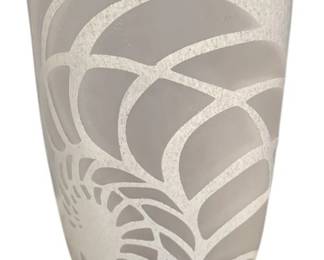 White Textured Murano Glass Vase with Fern Decor