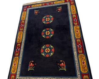 Handwoven Made in Bhutan 100 Percent Wool 6ft x 9pt5ft Area Rug