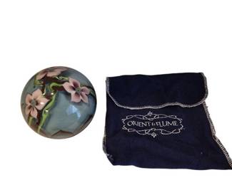 Orient and Flume Pink Flower Glass Paperweight