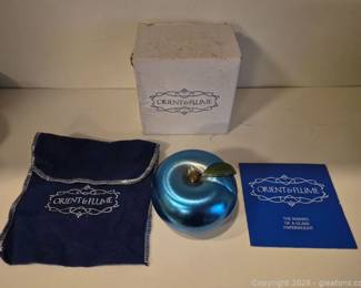 Orient and Flume Blue Apple Paperweight