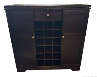 Elegant Rectangular Espresso Colored Wine Bar Cabinet