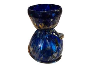 Hand Blown Glass Vase with Silver Serpent Accent