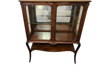Antique Queen Anne Style Mahpgany or Walnut Curio Cabinet