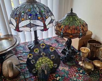 Tall lamp 85 small lamp 50 peacock 40