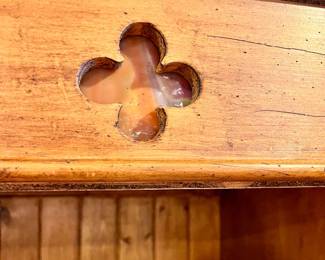 Vtg. hand made cabinet w/4 stain glass cutouts that light up and pull out drawers - approx 7' tall by 26" wide 