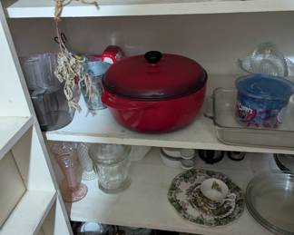 Lodge red enameled cast iron Dutch oven