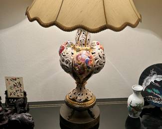 Hollywood regency Capodimonte Table Lamp.