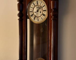 Gustav Becker Wall Clock with Walnut Case.