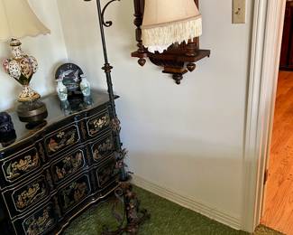 Wrought Iron Rose Vine Lamp