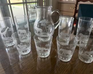 Antique Queen Lace, Hand blown, Hand Cut, Crystal Pitcher and glass set. Made in Germany