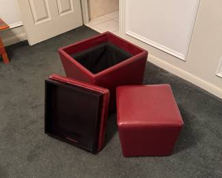 Ottoman with smaller ottoman inside, and lid becomes table