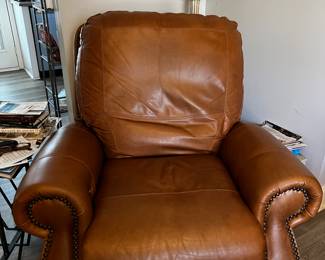 Barcal Recliner  Chaps Leather and Nail Head Trim