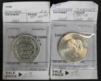 SH715Denmark Kroner, 1923 and 1960 Uncirculated