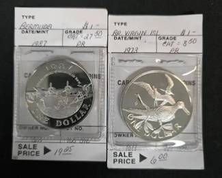 SH734British virgin islands 1973 and Bermuda 1987 coins