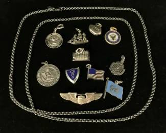 SH755VSilver Chain, Military Charms More