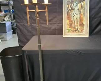 CT127Signed oil painting with floor lamp