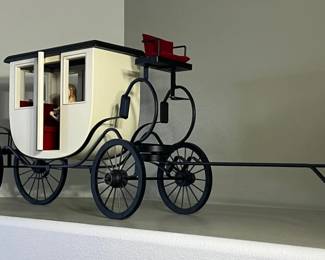 76 LargeWhiteWoodenandMetalModelStagecoach